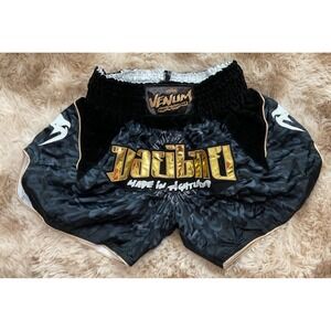 Venum Muay Thai Shorts Mens Large Black Gold Made in Thailand MMA Kickboxing